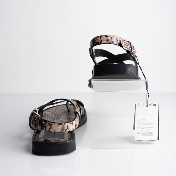 Massimo Dutti Womens Leather Strappy Sandals Animal print Flats US 11 EU 42 New - Picture 6 of 8
